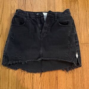 One Teaspoon Black Distressed Denim Skirt